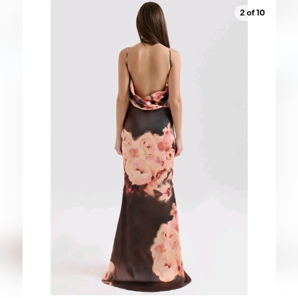 NWOT House Of CB Mariamma Brown Pink Evening Formal Gown Brown Pink S Christmas - Picture 3 of 13